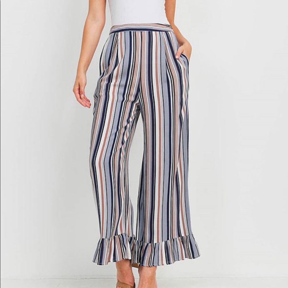Striped Ruffle hem pants